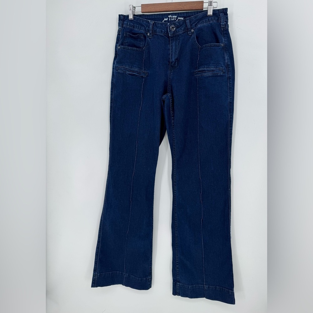 Cowgirl Tuff Co Women's Wide Leg Deep Blue Jeans Plus Size Waist 33 + Length 37